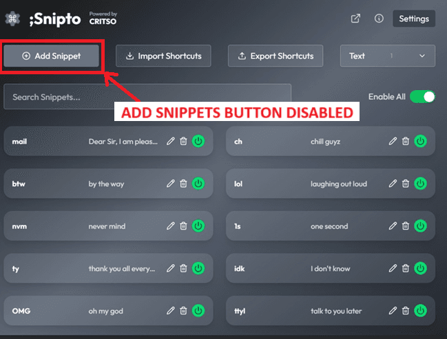 Max snippet count UI