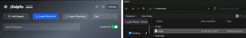 import snippet